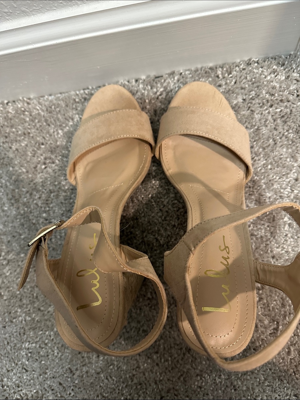 Lulu's Beige Suede Espadrille-Wrapped Block Heel Sandals - Picture 5 of 13